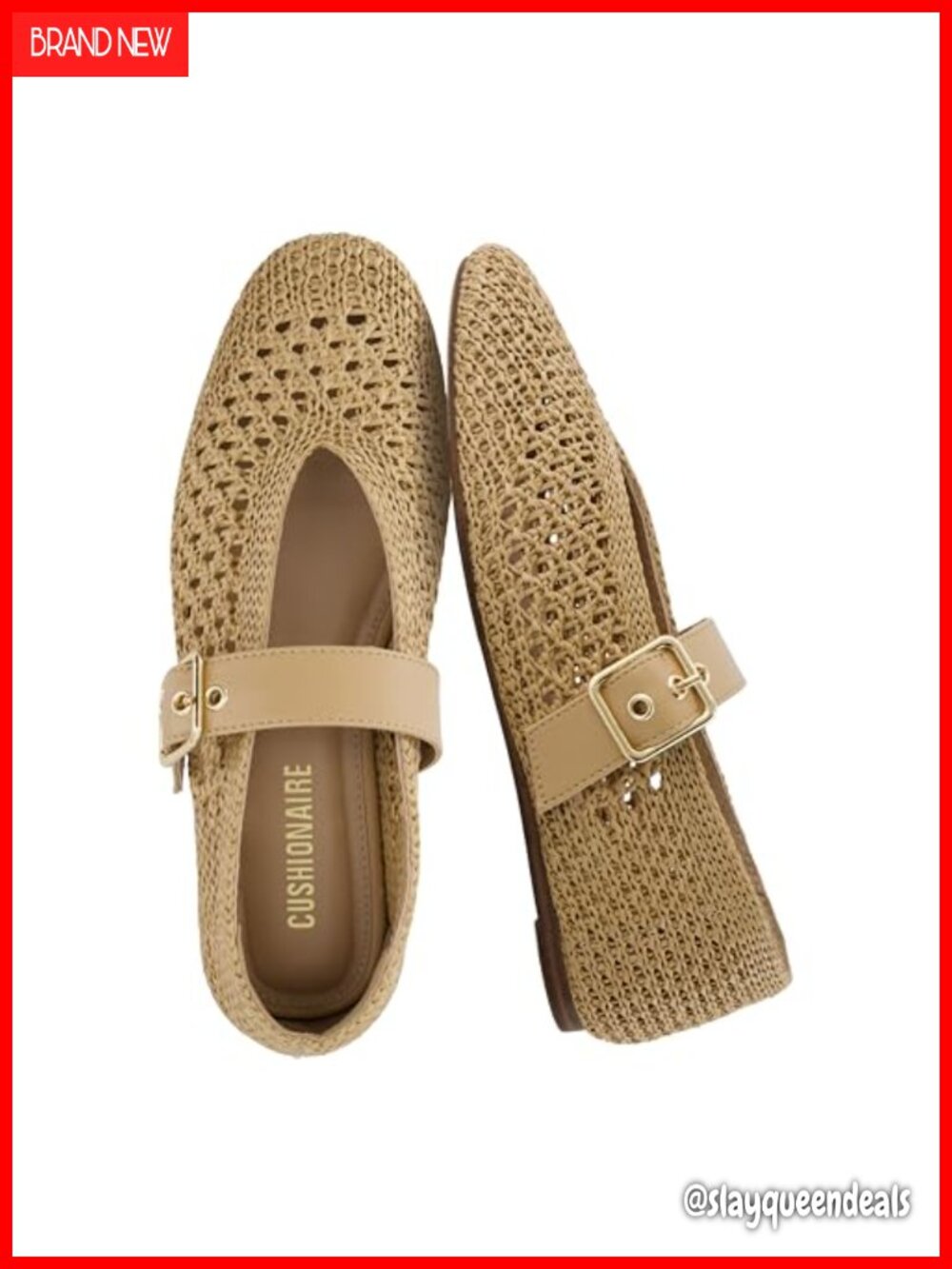 Woven Mary Jane Ballet Flats with Adjustable Strap and Memory Foam Cushioning
